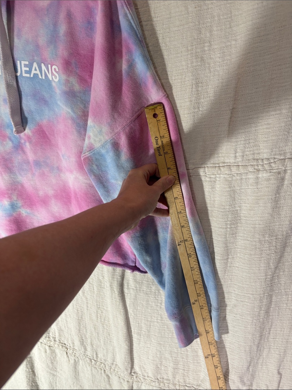 Calvin Klein Jeans Pink & Blue Tie-Dye Cropped Hoodie - Picture 5 of 9